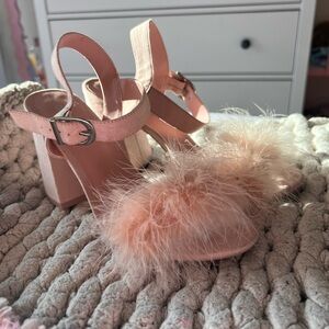 Divided Pink Fluffy Heels